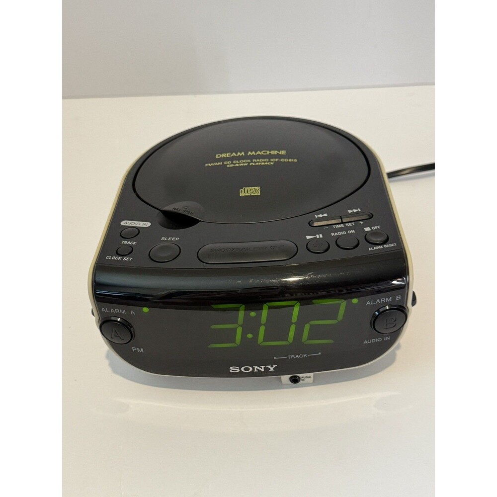 Sony Dream Machine ICF-CD815 Alarm Clock Radio CD Player FM AM AUX Tested WORKS